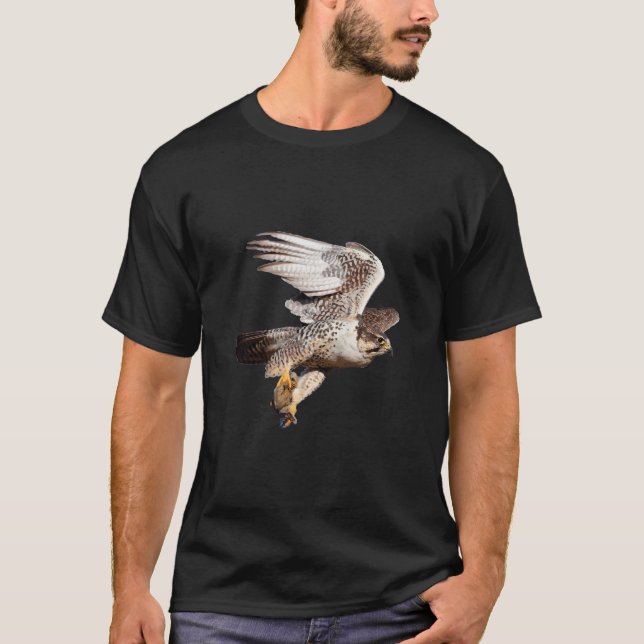 Falcon Saker flying T Shirt (Framsida)