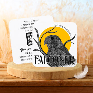 Falcon Sol eller Måne Falconry Services Fyrkantigt Visitkort
