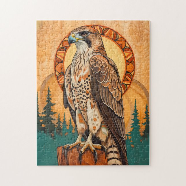 Falcon Totem – Visionary Art Deco Spirit Pussel (Vertikal)