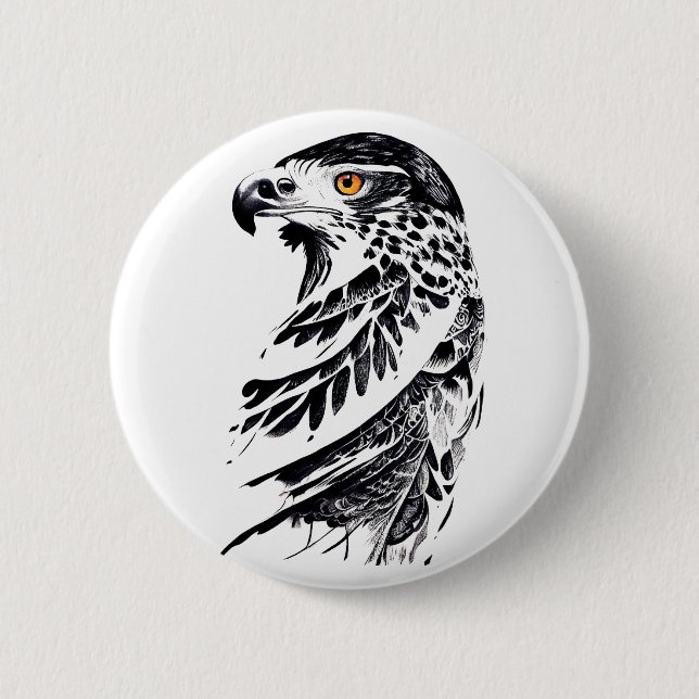 Falcon Vild Animal Nature Illustration Art Tattoo Knapp (Framsida)