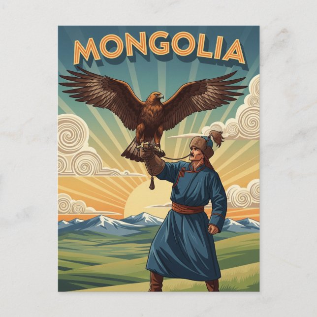 Falconer i Mongoliet Travel Vykort (Framsida)