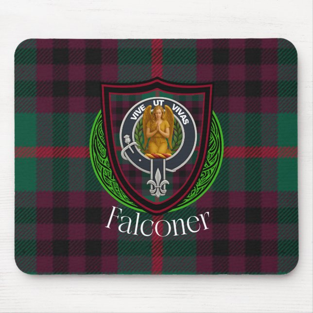 Falconer Scottish Clan Tartan & Crest Musmatta (Framsidan)