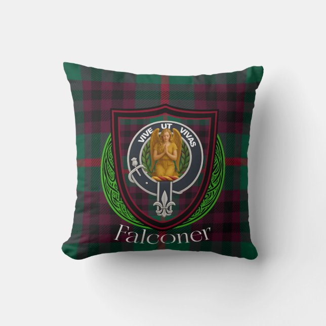 Falconer skotska klan tartan och vapen kudde (Framsida)