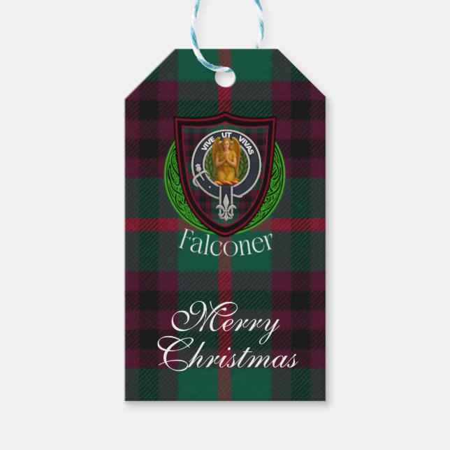 Falconer skotska klan tartan & vapen presentetikett (Framsidan)
