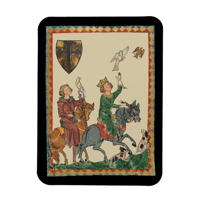 Falconry, 14th Century Codex Manesse Magnet (Vertikal)