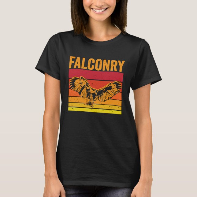 Falconry Retro Sunset Falcon T Shirt (Framsida)