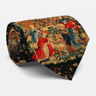 FALCONS BATH Red Blue Antique Medieval Tapestry Slips