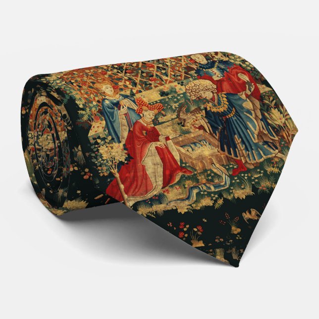FALCONS BATH Red Blue Antique Medieval Tapestry Slips (Rullad)