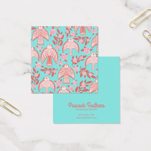 Falcons & Ro Earring Necklace Jewelry Visning Fyrkantigt Visitkort (Kontor)