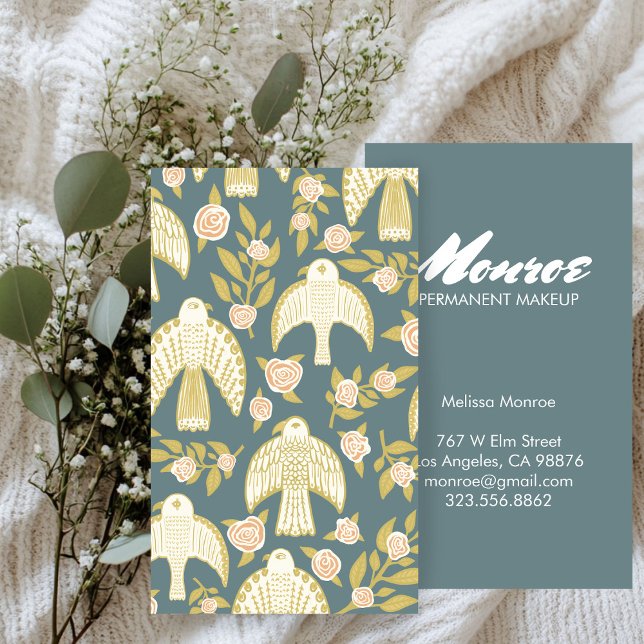 Falcons & Ro Elegant Illustrated Mönster Anpassnin Visitkort (Falcons & Roses Elegant Illustrated Business Card
)