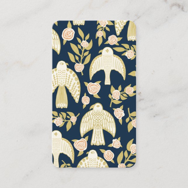 Falcons & Ro Elegant Illustrated Navy Visitkort (Framsida)