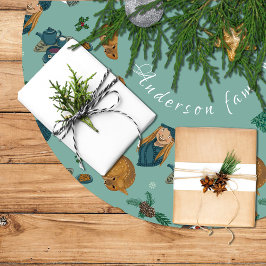Falda árbol de navidad con muñeco de nieve julgransmatta borstad polyester