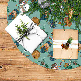 Falda árbol de navidad con muñeco de nieve julgransmatta borstad polyester