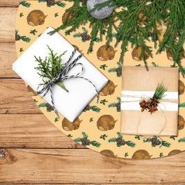 Falda árbol navidad con cervatillo y ramas. julgransmatta borstad polyester