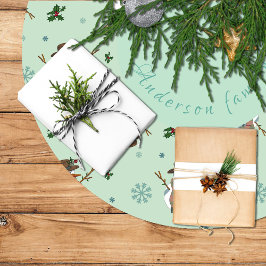 Falda árbol Navidad con muñecos y copos de nieve Julgransmatta Borstad Polyester