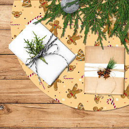 Falda de árbol de Navidad con galletas navideñas Julgransmatta Borstad Polyester