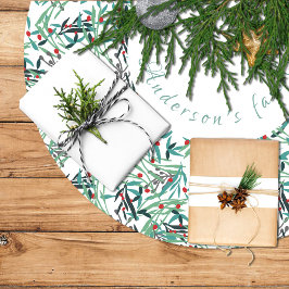 Falda de árbol navidad con diseño de acebo julgransmatta borstad polyester
