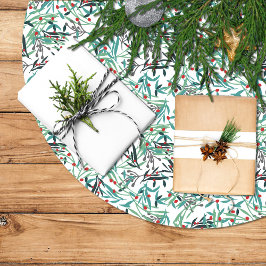 Falda de árbol navidad con diseño de acebo julgransmatta borstad polyester
