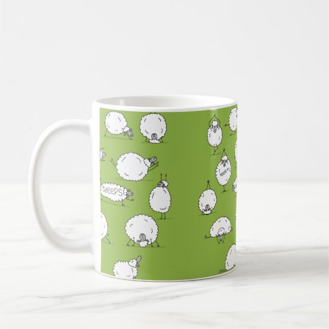 Fåliga får som yoga, sketch kaffemugg (Vänster)