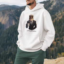 Falkaffärsman laddar fokuskaffe hoodie