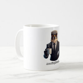 Falkaffärsman laddar fokuskaffe kaffemugg