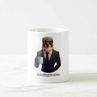 Falkaffärsman laddar fokuskaffe kaffemugg