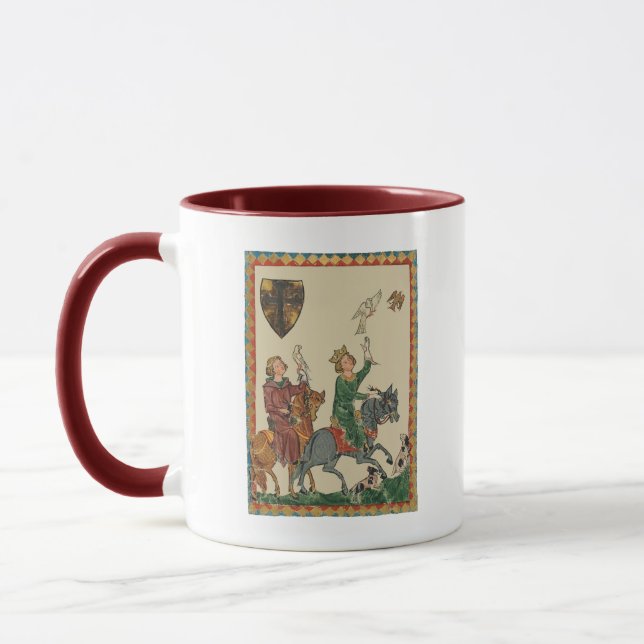 Falkjakt, 1300-tals Codex Manesse Mugg (Vänster)