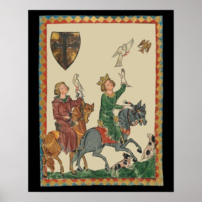 Falkjakt, 1300-tals Codex Manesse Poster (Framsidan)