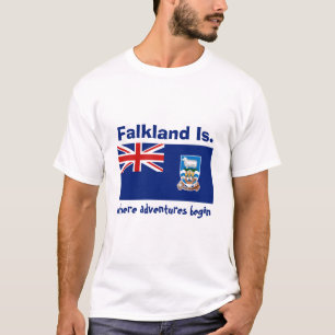 Falkland Islands flagga + Karta + TextT-tröja T Shirt