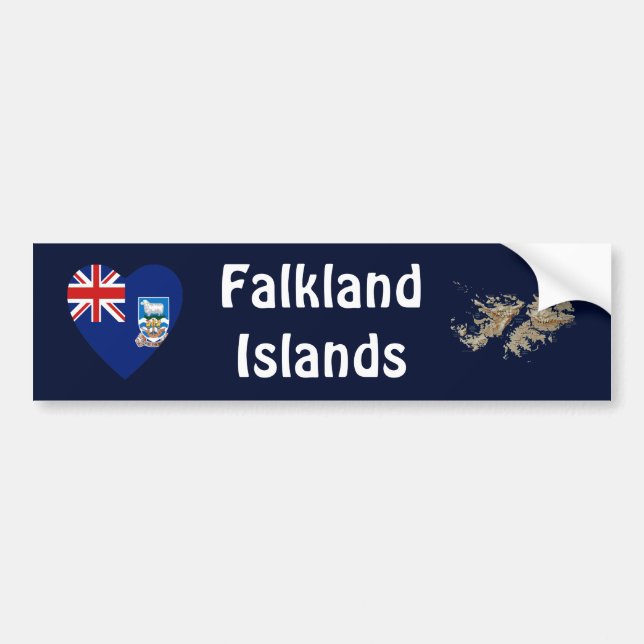 Falkland Islands flaggahjärta + Kartabildekal Bildekal (Framsidan)