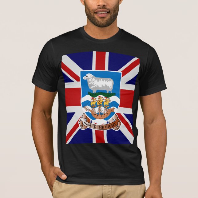 Falkland Islands högkvalitativ flagga Tee Shirt (Framsida)