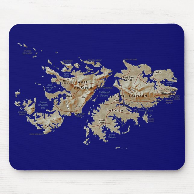 Falkland Islands karta Mousepad Musmatta (Framsidan)