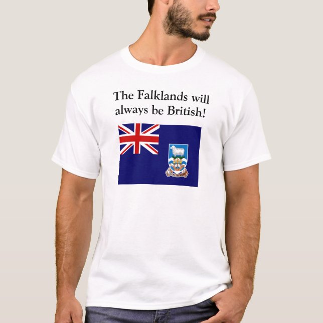 Falklandsna som alltid ska, är brittiska tee (Framsida)