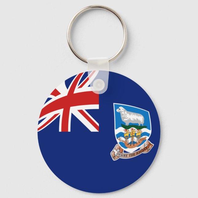 Falklandsöarna Fisheye Flagga Keychain Nyckelring (Framsida)