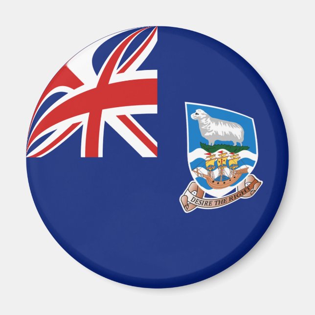 Falklandsöarna Fisheye Flagga Magnet (Framsidan)