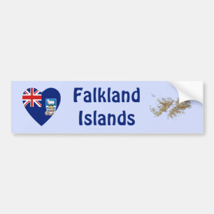 Falklandsöarna Flagga Hjärta + Karta Bildäckslimma Bildekal