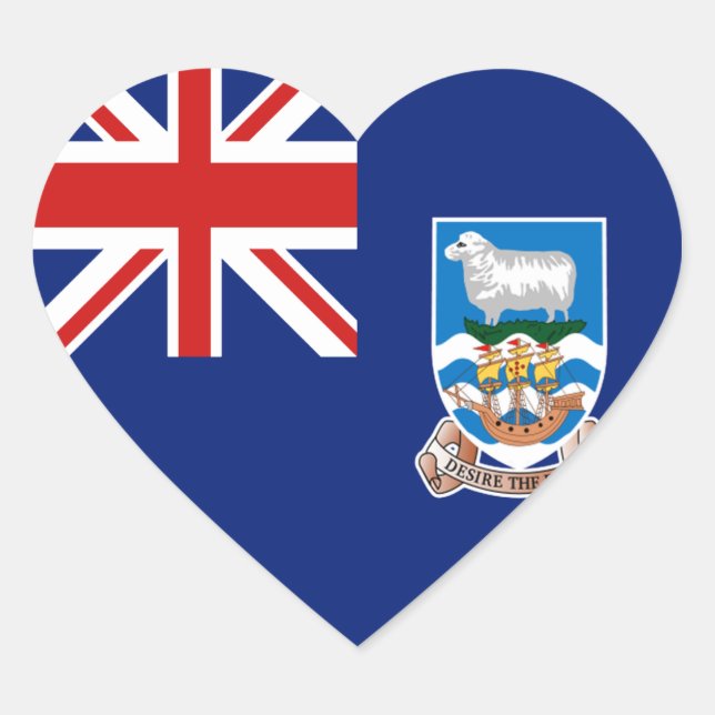 Falklandsöarna Flagga Hjärta Klistermärke (Framsida)