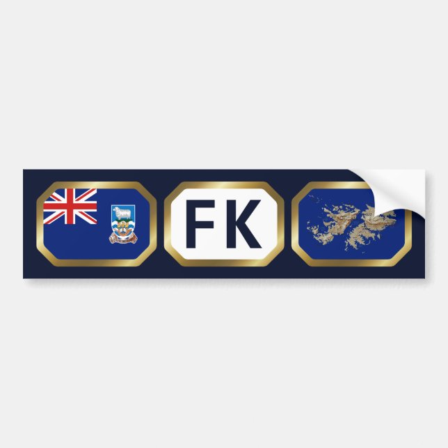 Falklandsöarna Flagga Karta-kod Bumper Sticker Bildekal (Framsidan)