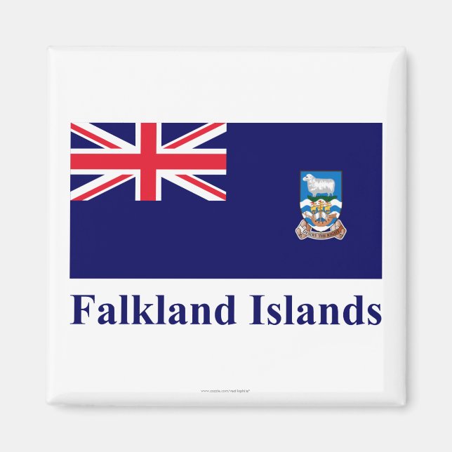 Falklandsöarna Flagga med Namn Magnet (Framsidan)