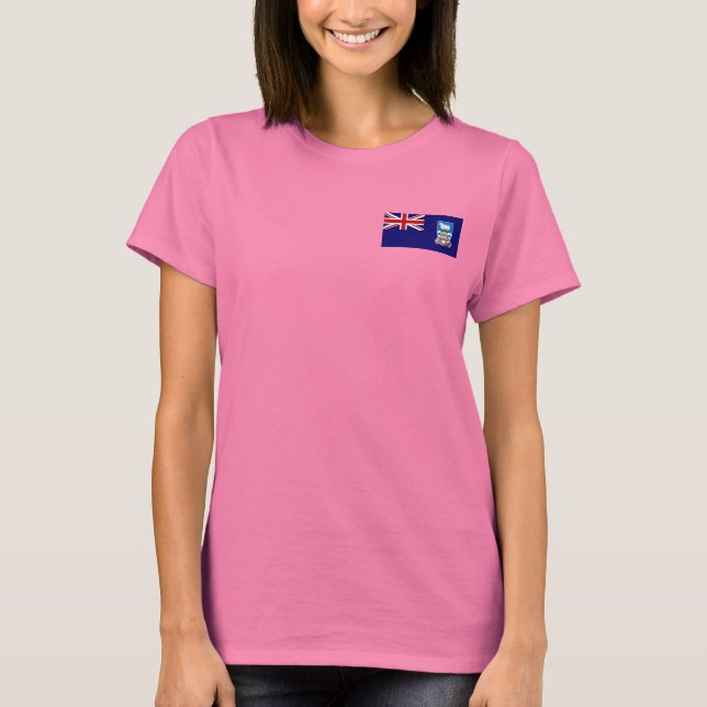 Falklandsöarna Flagga och Karta dk T-Shirt (Framsida)