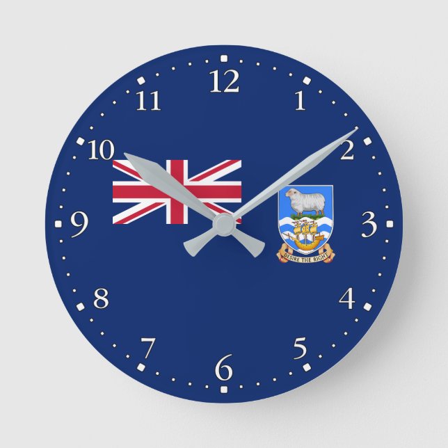 Falklandsöarna Flagga Rund Klocka (Framsida)