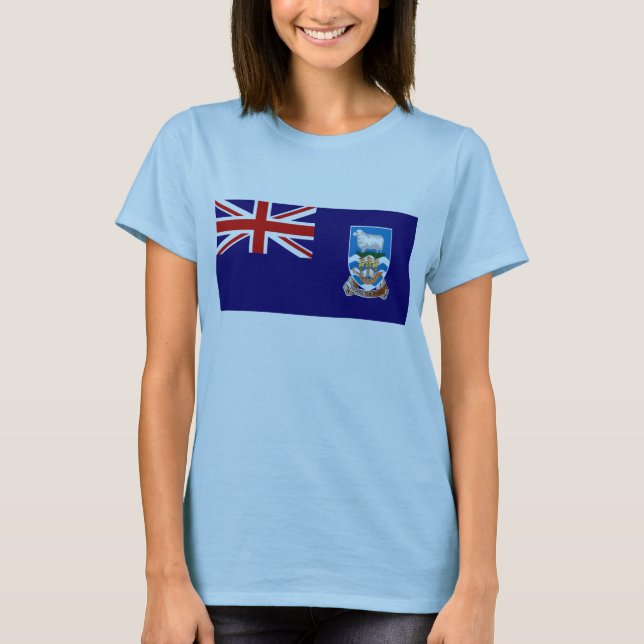 Falklandsöarna Flagga x Karta T-Shirt (Framsida)