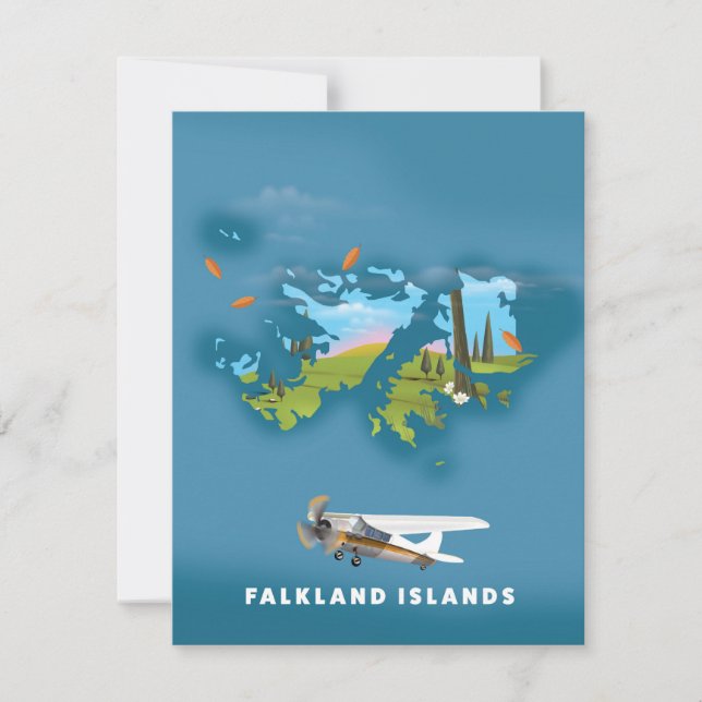 Falklandsöarna illustrerad karta (Framsida)