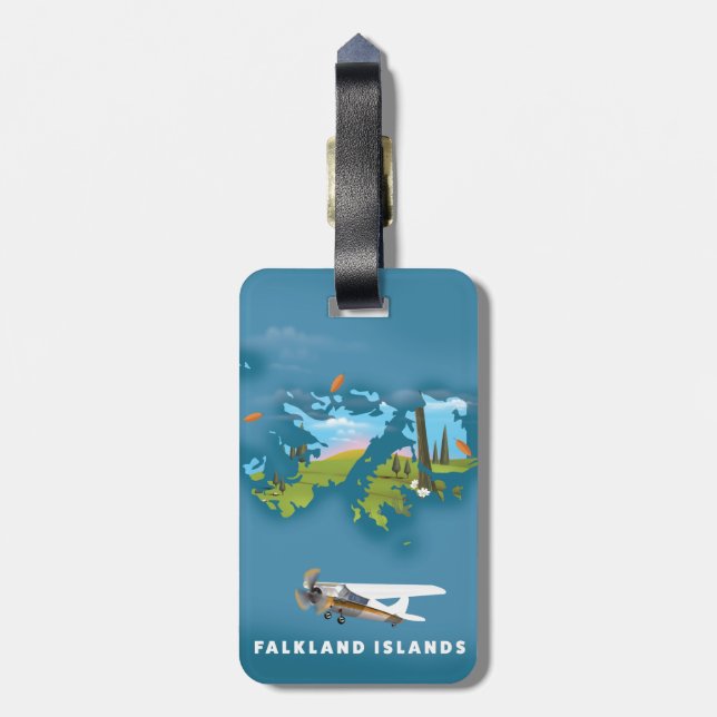 Falklandsöarna illustrerad karta bagagebricka (Baksidan Lodrät)