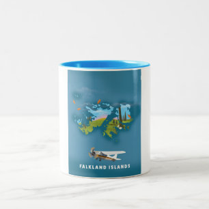 Falklandsöarna illustrerade karta Två-Tonad mugg