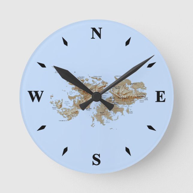 Falklandsöarna Karta Clock Rund Klocka (Framsida)