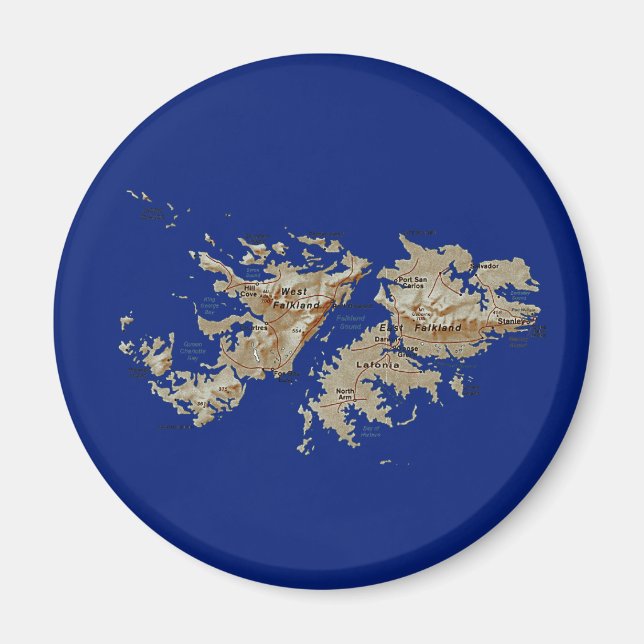 Falklandsöarna Karta Magnet (Framsidan)