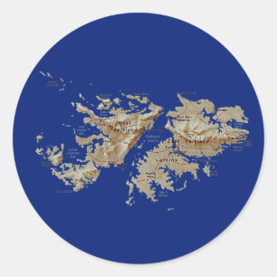 Falklandsöarna Karta Sticker Runt Klistermärke