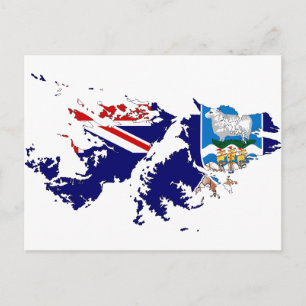 Falklandsöarna (Malvinas) Flagga Karta FK Vykort