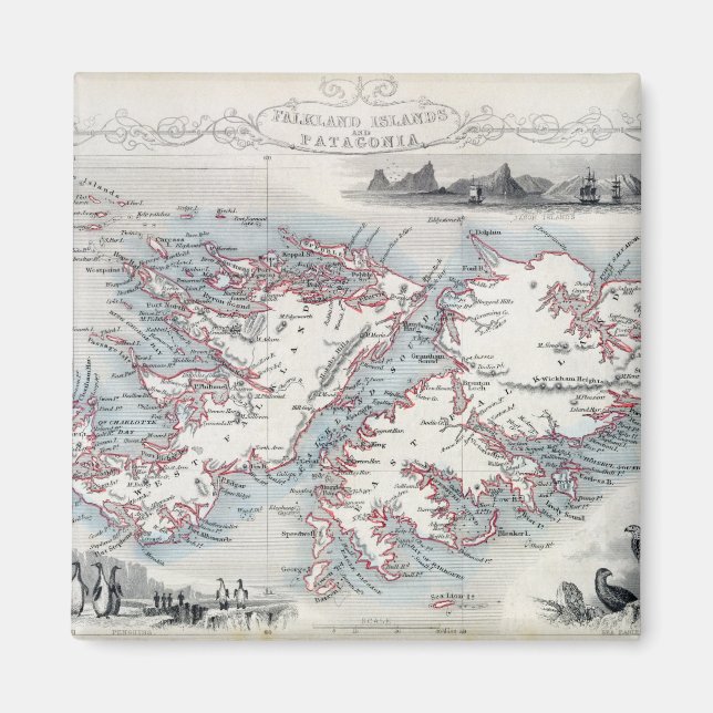 Falklandsöarna och Patagonien, från en serie W Magnet (Framsidan)